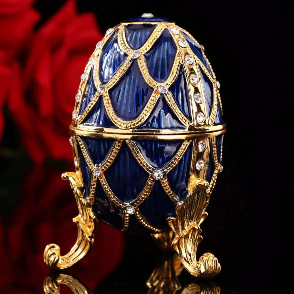 Qifu Rankdarbių Mėlyna Spalva Faberge Kiaušinis Dovanų Dėžutėje, kad Parduotuvė Papuošalai