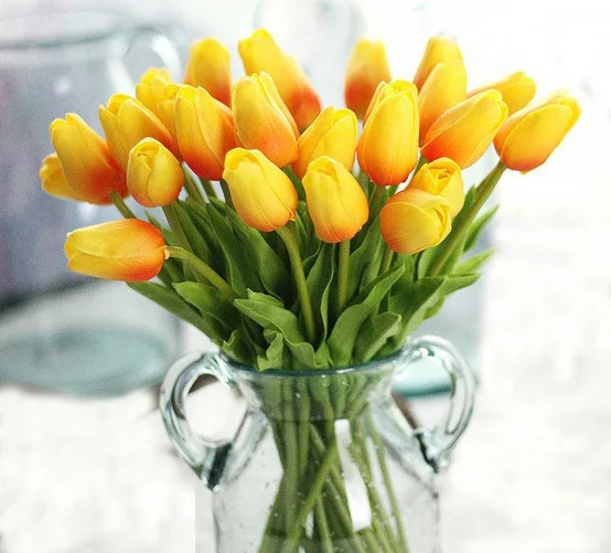 24pcs/daug PU Aukštos Kokybės Tulpių Dirbtinės Gėlės Vestuvių Namų Dekoratyvinės Gėlės Namų Puošybai Gėlių 8 Spalvų (be Vazos)