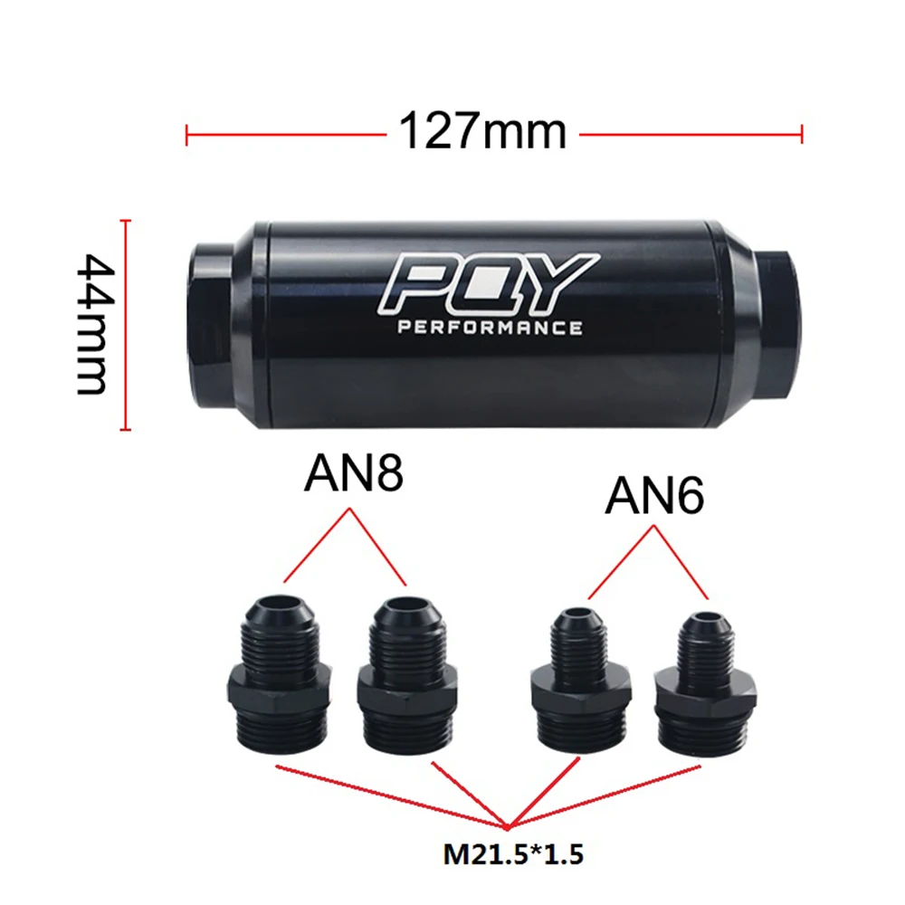 PQY 44mm Naujas Kuro filtras su 2vnt AN6 ir 2vnt AN8 adapteris detalės su 60micron plieno elementas PQY5565