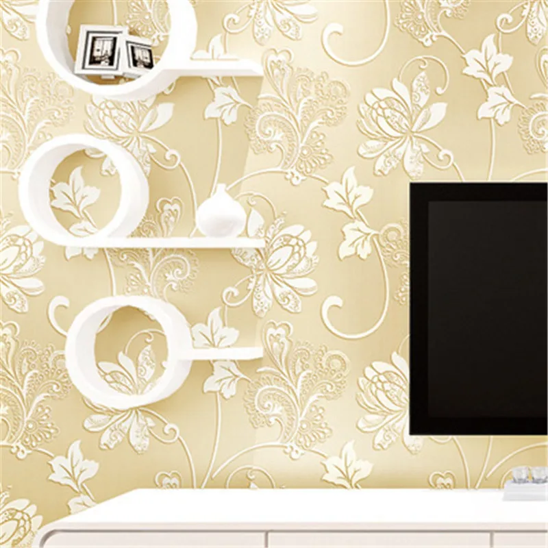 Europos Stiliaus neaustinių Tapetai, Gėlių, Romantiškos Gyvenimo Kambario, Miegamasis Hotel Iškilumo 3D Sienos Popieriaus Ritinį Namų Dekoro