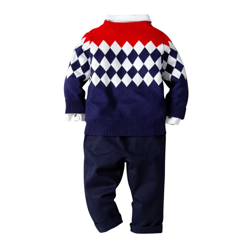Bamblys drabužių rinkinys berniukams Skara megztinis, marškinėliai, kelnės, kostiumas vaikams laisvalaikio pavasarį, rudenį, kostiumas 2 4 6 8 metų vaikiški drabužiai