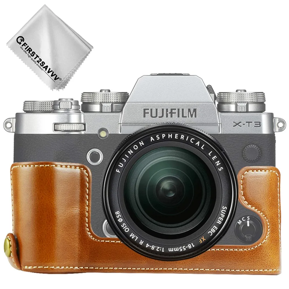 Pusė kūno PU Oda Atveju Fotoaparatas Krepšys Fuji Fujifilm X-T2 XT2 X-T3 XT3 Nustatyti Dangtelis su Baterija Atidarymas
