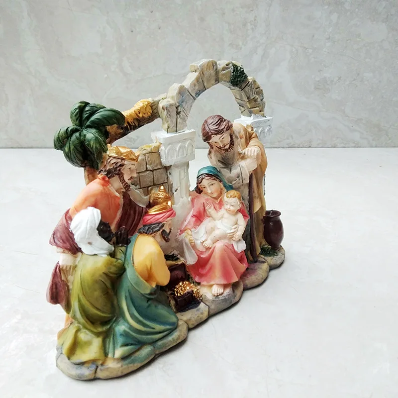 Dropshipping Šventosios Šeimos Figūrėlės Kūrybos Kalėdos Ėdžiose Mergelės Marijos Statula Polyresin Dovanos Katalikų Skulptūra Namų Puošybai