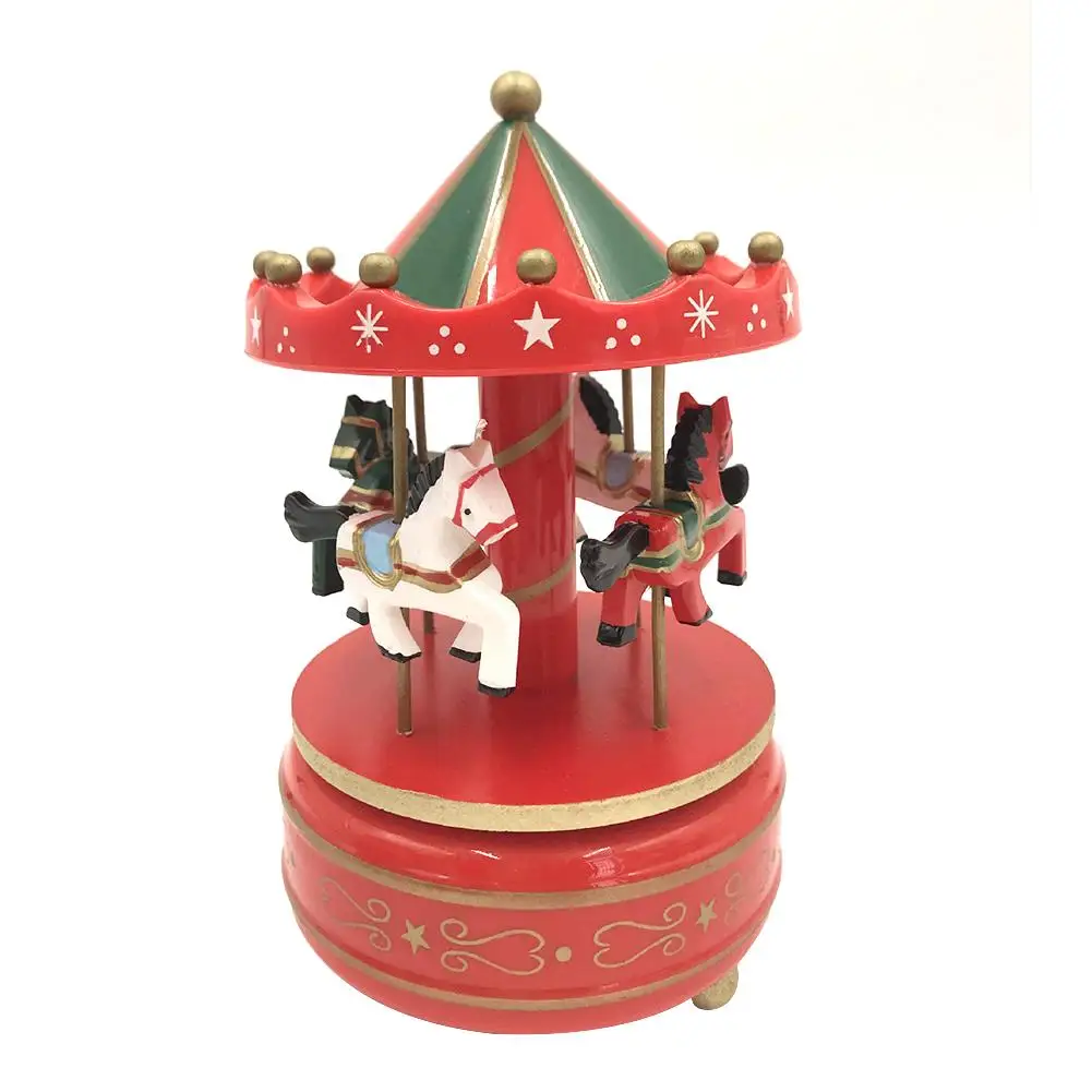 Merry-go-round muzikinės Dėžutės Geometrinis Muzikos Kūdikio Kambario Dekoracija Dovanos Unisex Medinis Arklys Kalėdų Karuselė Lauke Namų Dekoro 1pc
