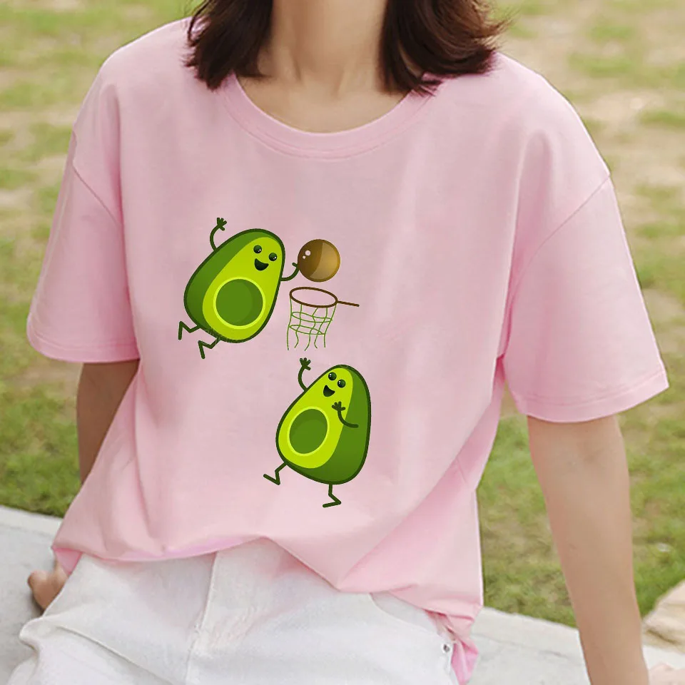 Animacinių Filmų T-Shirt Grafikos Avokado Harajuku Ullzang Korėjos Stiliaus Moteris Mielas Kawaii Viršuje Tees Juokinga Drabužių Moterų Marškinėlius Streetwear