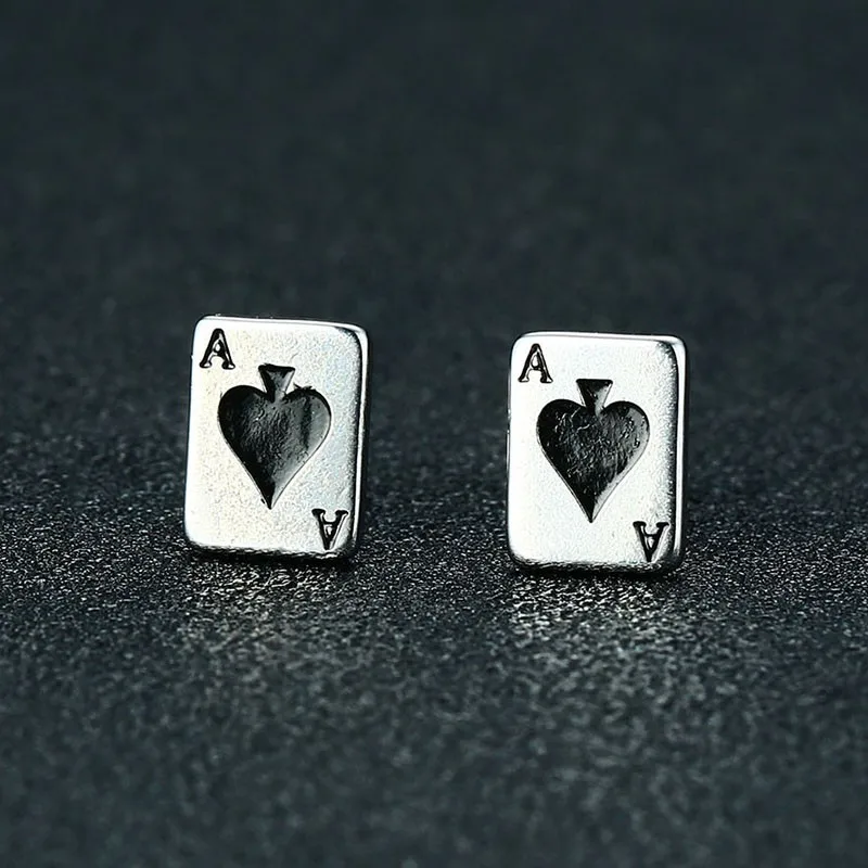 Pokerio Kortų Stud Auskarai Moterims, Nerūdijančio Plieno, Kastuvas, Žaisti Kortelės Šaliai Pasisekė, Brincos Dropshipping