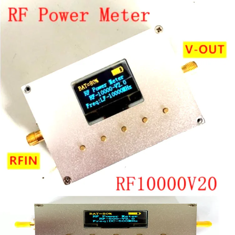 100K-10000MHz 8GHz OLED ekranas RF galios matuoklis V2.0 gali nustatyti RF galios slopinimas vertė Skaitmeninio radijo stotis 10W 30DB Attenuator