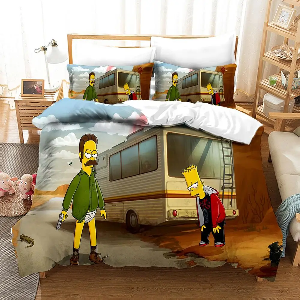 3D Juokinga za rep Animacinių filmų Patalynės Komplektas Simpson famliy Antklode Padengti Nustatyti vaikams pagalvių Užvalkalai Vaikams, Lovos, patalynė Šalikas Dangtis