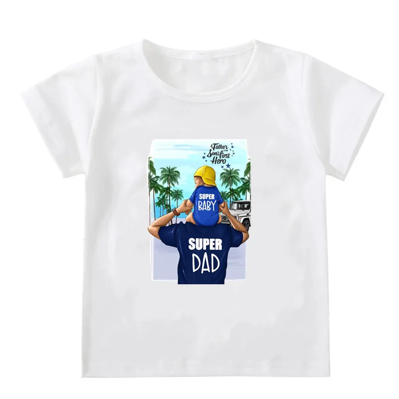 Šeimos Derinti Drabužius Komplektus Ieškoti Tėvo Sūnus T Shirt Marškiniai Šeimos Drabužius Vaikas Tees Super Tėtis, Kūdikis Raidžių Spausdinti Viršūnės