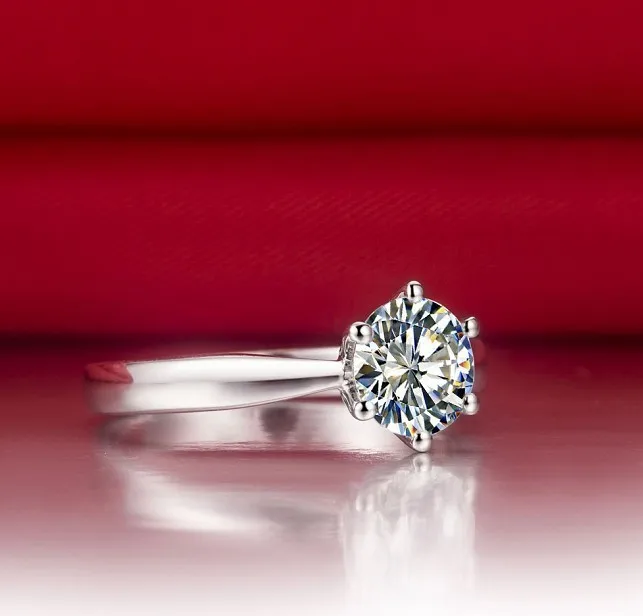 Kietojo Platinum PT950 Moterų Žiedas 0.6 Karatų Apvalus Supjaustyti Solitaire Diamond Engagement Ring Puiki Šalis Papuošalai