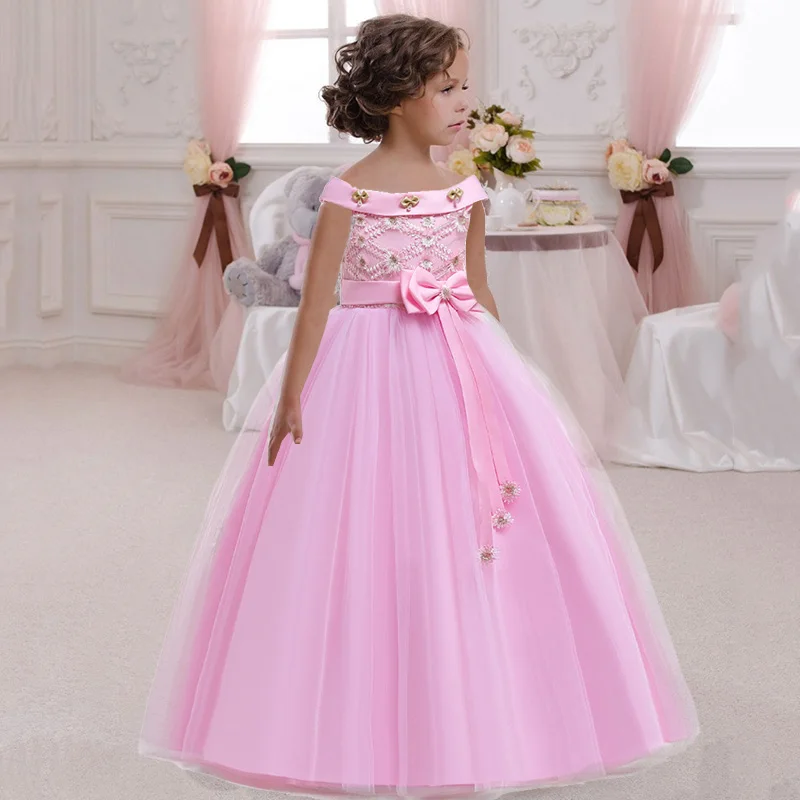 Vaikams Mergaitėms Vestuvių Gėlių Mergaitės Suknelė Ilgomis Rankovėmis Elegantiškas Princesė Partijos Inscenizacija Oficialų Suknelė Tiulio Lankas Suknelė