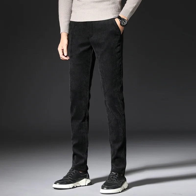 Rudenį Naujai Mados Dizaineris Vyrų Džinsai Slim Fit Elastinga Atsitiktinis Verslo Velvetas Kelnės Korėjos Stiliaus Smart Suit Ilgos Kelnės