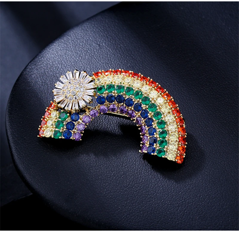 Prabanga Spalvinga Cirkonis Crystal Rainbow Sages Moterims, Vario Mikro-Grindinio Sagė Pin Mados Ženklelis Suknelė Aksesuarai Broche