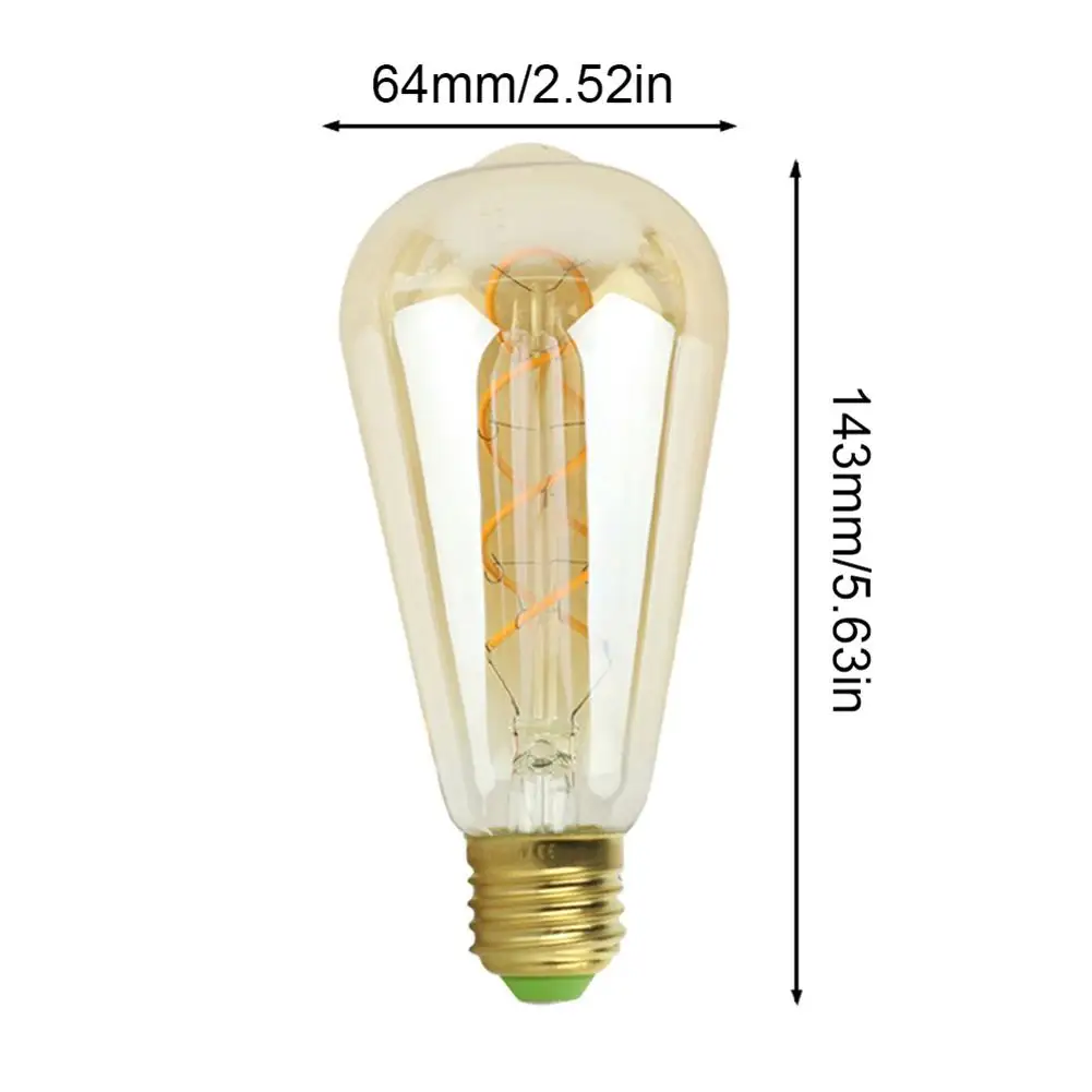 Edison Pritemdomi Lemputė ST64 Dvigubos Spiralės LED, Kaitinamosios Lemputės, Pramoniniai Vėjo Retro Dekoratyvinės Šviesos 110V, 220V, 4W Šiltai Balta