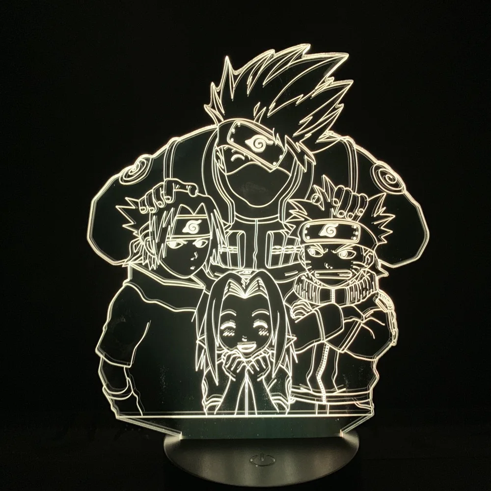 3d Led Nakties Šviesos Naruto Jiraiya Kakashi Sasuke Naktį Šviesos Namų Dekoro Žibintas 3d naktinė lempa Lamparas Luminaria Naruto Lempos