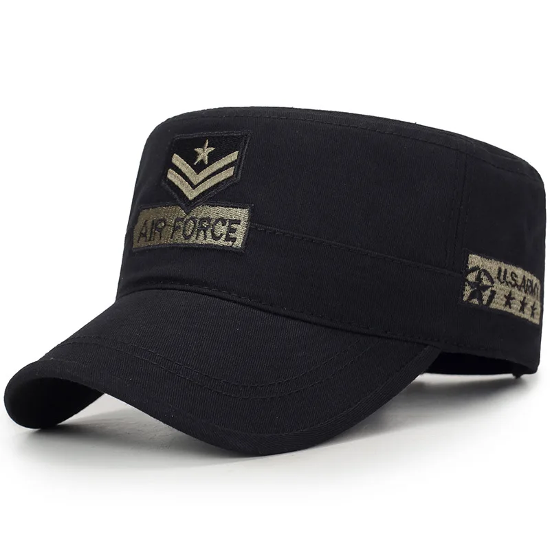 2019 Classic Vintage Flat Top medvilnės dangtelis Reguliuojamas Storesnės Kepurės Woodland kamufliažas mokymo skrybėlę Lauko apsaugos kepurės