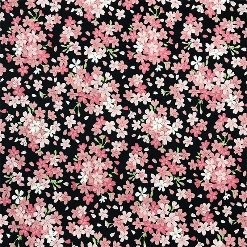 CF656 Tamsiai Bazė Rožinė Sakura Spausdinti Brozen Medvilnės Audiniai Kimono staltiesės Durų Užuolaidos 