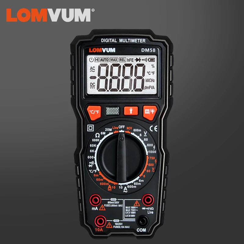 LOMVUM NCV Skaitmeninis Multimetras 5999 skaičiuoja Auto Svyruoja AC/DC įtampos Matuoklis Srovės Talpos Matavimo Testeris Įtampa