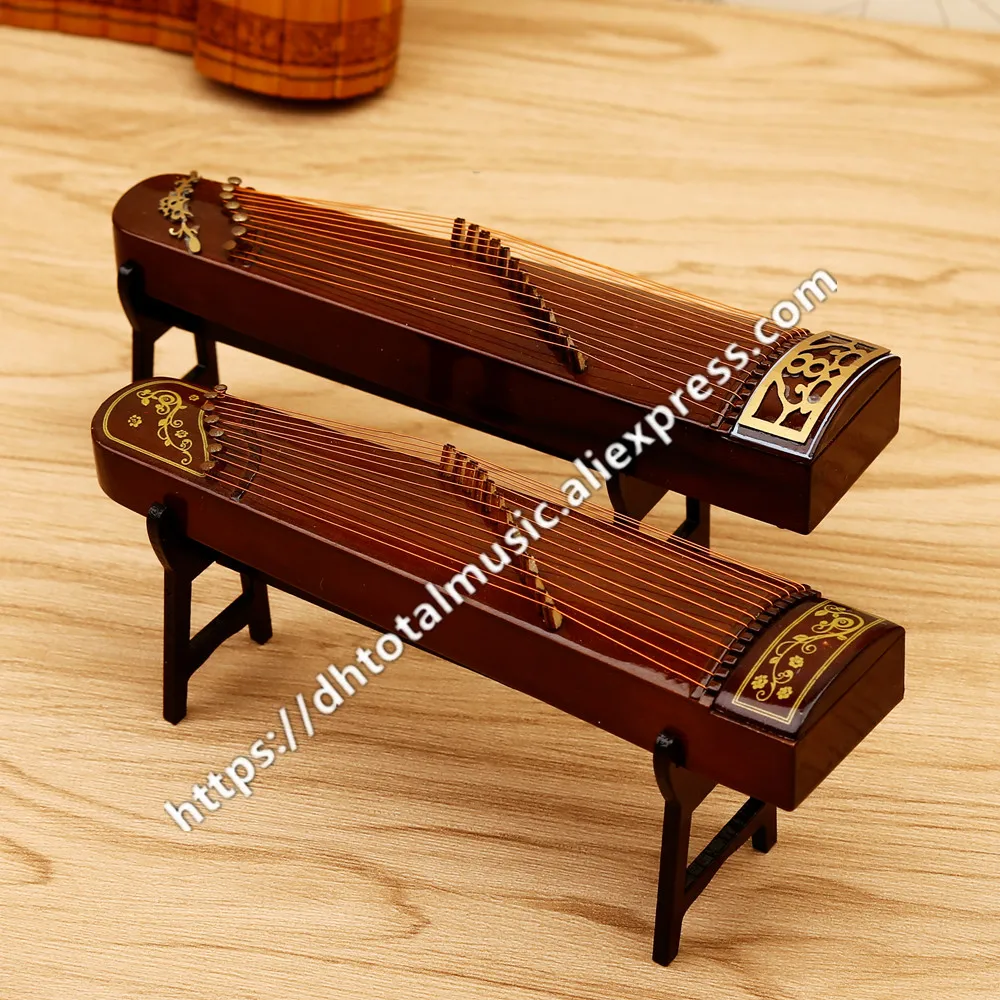 Miniatiūriniai Guzheng Modelio Replika su Stovu ir Byla Mini Zither Mini Muzikos Instrumentas, Papuošalai Kinijos Tradicinės Dovanos