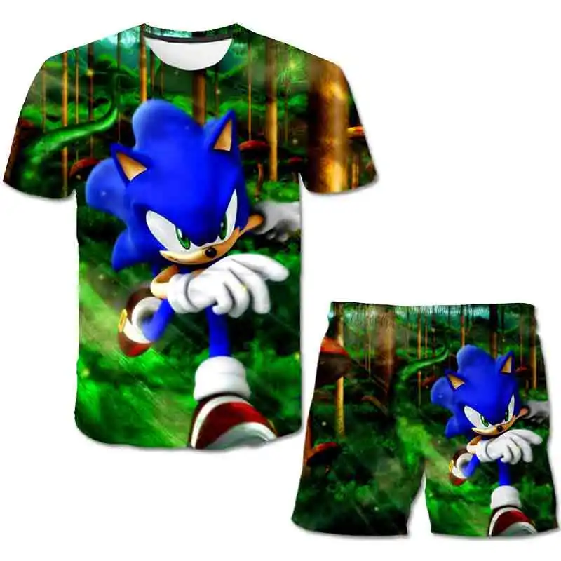 Sonic the Hedgehog Berniukų, Mergaičių Kostiumai Stilius Berniukai Drabužių Rinkinius, T-Marškinėliai+Kelnės Atsitiktinis Sporto Kostiumai vaikams sonic Rinkiniai Berniukų Drabužiai