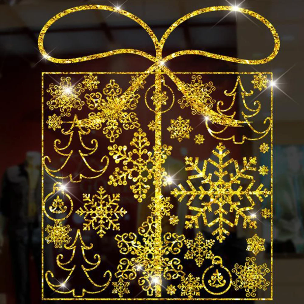 Kalėdų Statinio Langų Lipdukai Laimingų Naujųjų Metų Linksmų Kalėdų Aukso Sienų Lipdukai Kalėdų Papuošalų Už Namo Lango Lipdukas