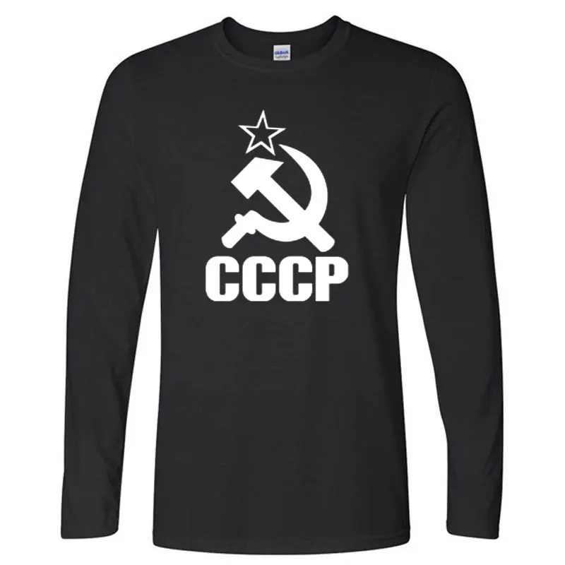 2018 Vyrų T-Shirt Pavasarį ir Rudenį CCCP rusijos T Marškinėliai Vyrams SSRS ilgomis Rankovėmis O-Kaklo Prekės ženklo Drabužių Mados Medvilnės Tees Viršūnės