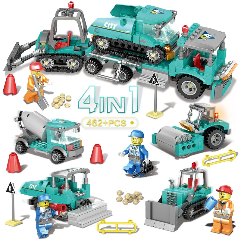 KAZI 80458 Surinkti blokai žaislas berniukas miestų inžinerijos 4 1 priekabos vaikų įterpti modelis