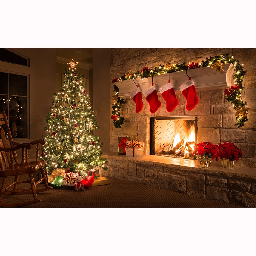 Židinys Kalėdų Medis, Gobelenas Kalėdų Dieną Kabo Medžiaga Scenos Dekoravimas, Sienų Danga Kelių Dydžių Laimingų Naujųjų Metų