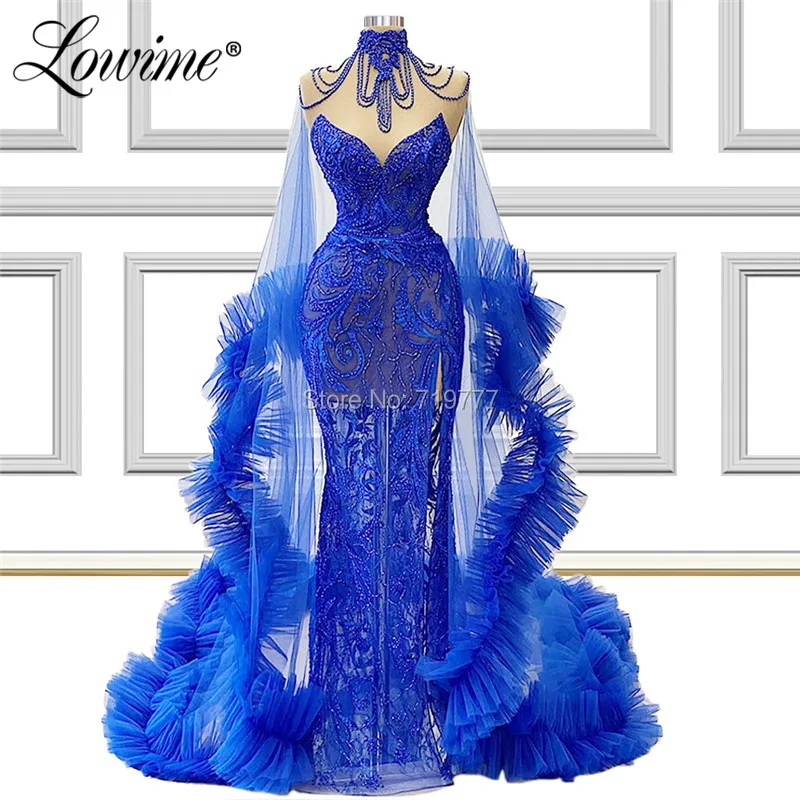 Iliuzija Royal Blue Duobute Couture Suknelės Moteris Vakarėlis Dubajus Chalatas De Soiree 2020 Abendkleider Arabų Vakare Chalatai Prom