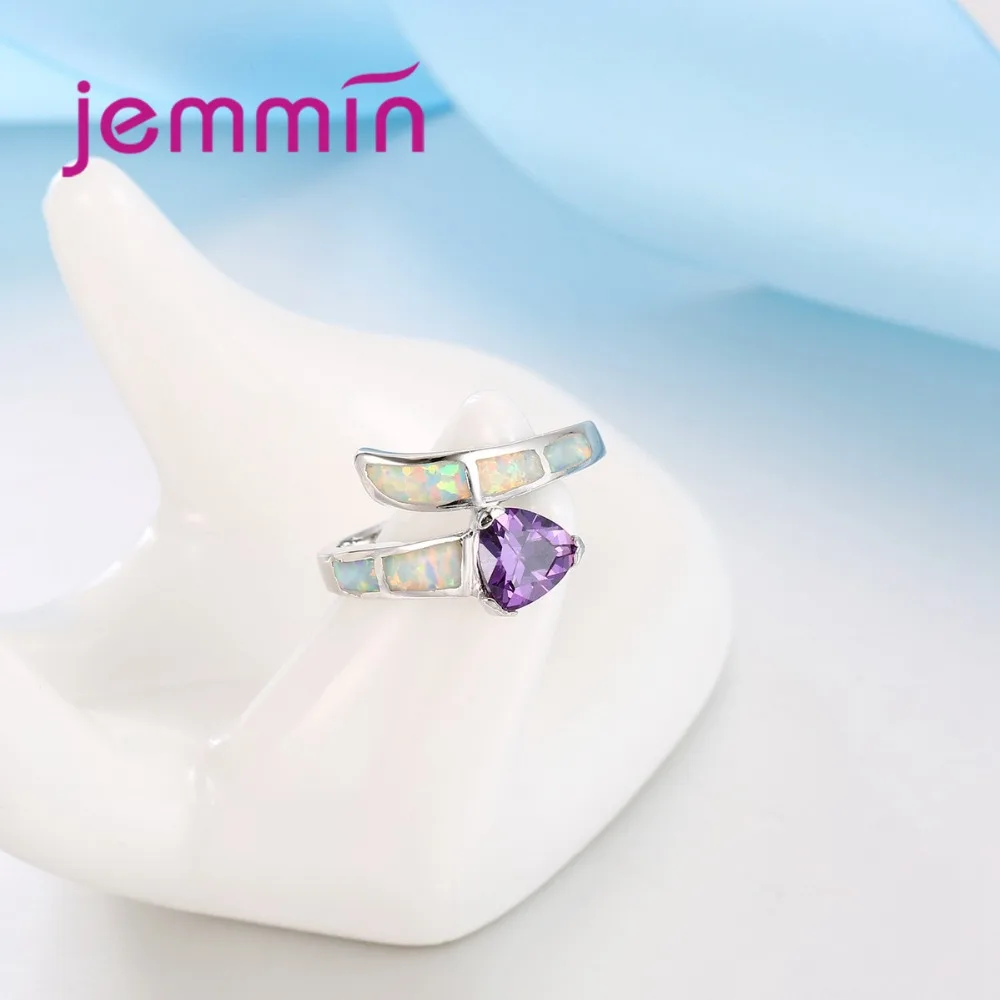 Naujas Atvykimo Nereguliarus Ugnies Opalas Žiedas su Violetine Aišku, AAA CZ Kristalų Bauda 925 Sterlingas Sidabro Juvelyriniai dirbiniai Moterų Piršto Žiedą