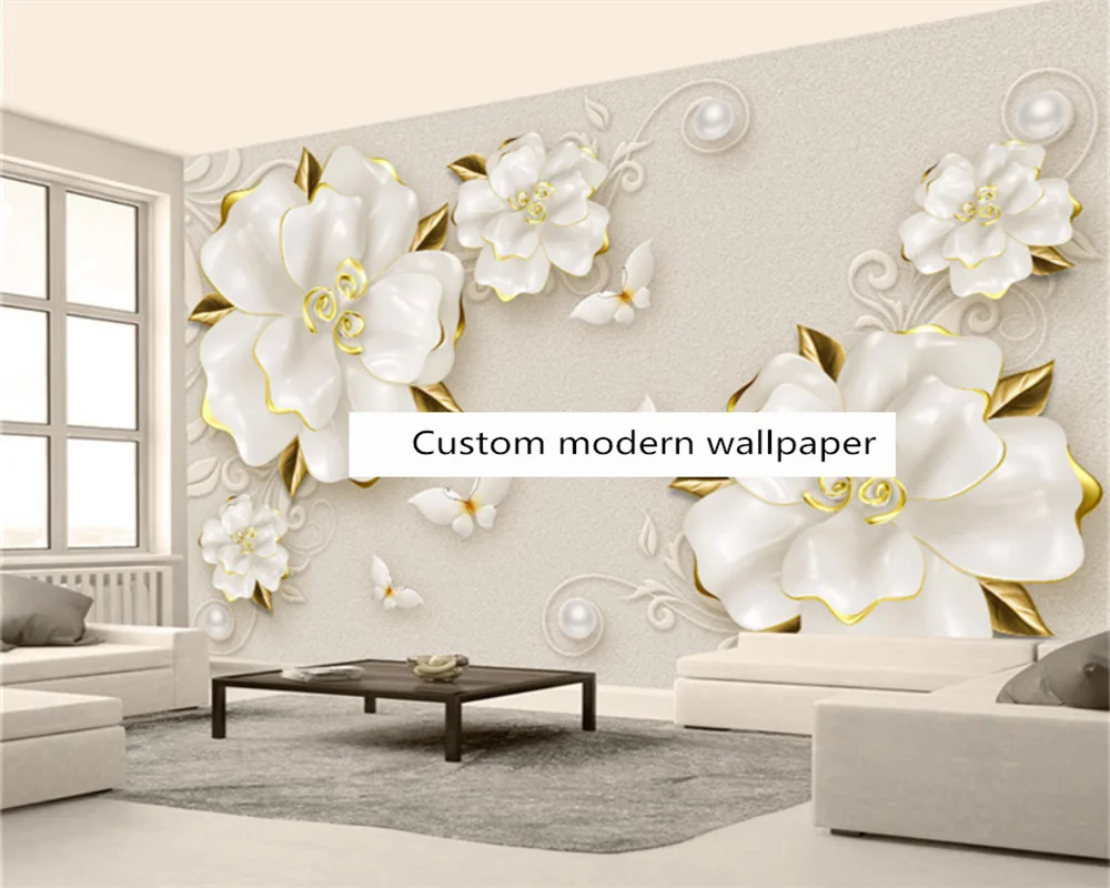 Beibehang Individualų naujas, modernus trimatis reljefo rose papuošalai, gėlės kambarį, TV foną tapetai, dekoratyvinis