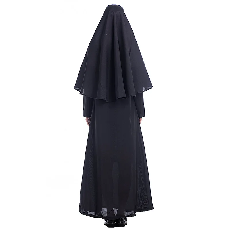 Suaugusiųjų Cosplay Mergelės Marijos Vienuolės Kostiumas Suaugusiųjų Velykų Misionierius Black Dress Helovinas Kostiumas S-2XL