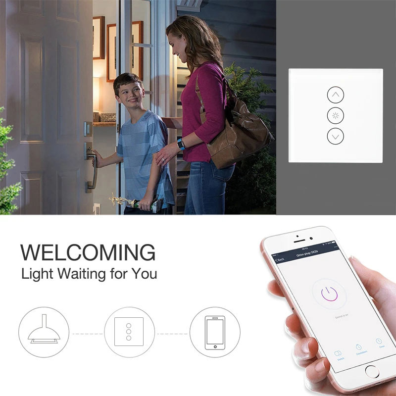 Wifi Smart Touch Wall Šviesos stiprumą 1 Gauja ES/JK Standarto Belaidžio APP 