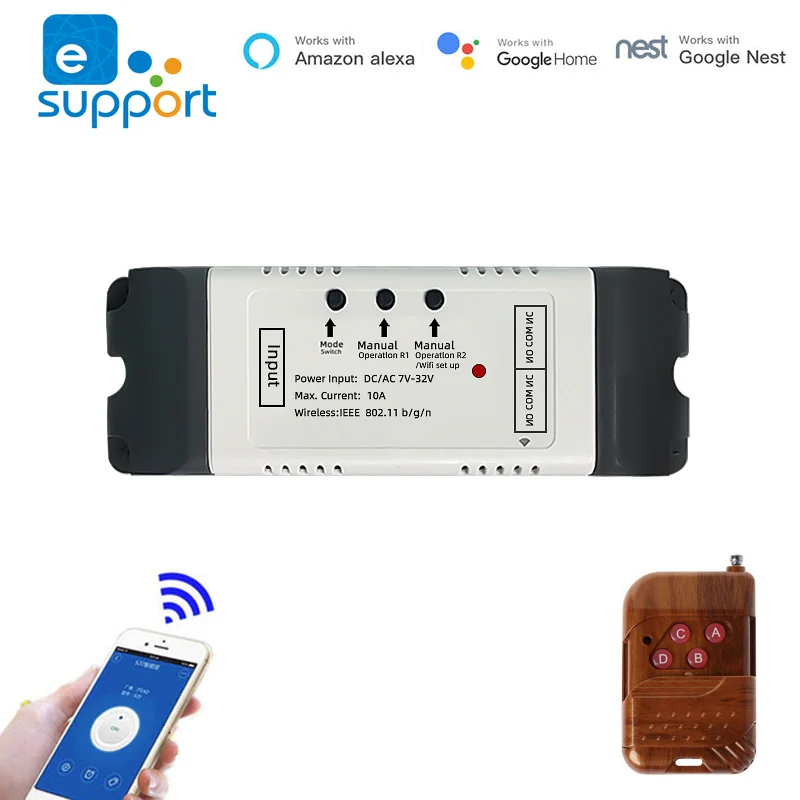 EWeLink smart switch wifi relay variklio valdiklis geležinkelių durų jungiklis DC7~32V motorinių užuolaidų jungiklis variklio priekį, atbulas