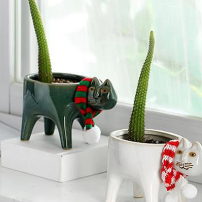 Animacinių Filmų Katės Vazonas Gyvūnų Keramikos Vazonas Kaktusas Sultingi Vazoninių Augalų, Gėlių Kompozicijų Namų Puošybai