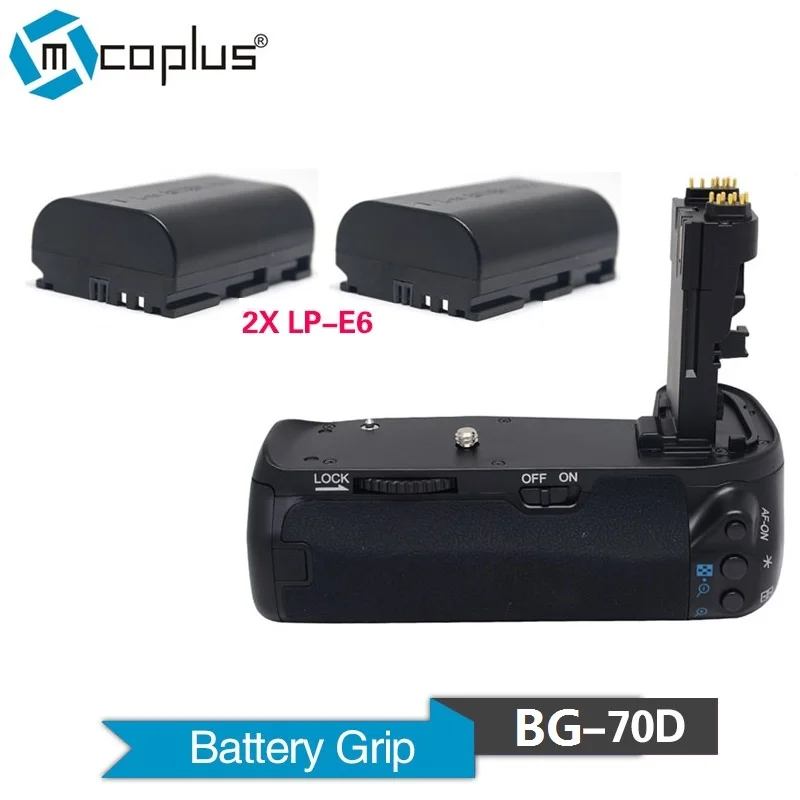 Mcoplus BG-70D Vertikalus Battery Grip Laikiklis su 2x LP-E6 Baterija, Canon EOS 70D 80D DSLR Fotoaparatas kaip BG-E14 