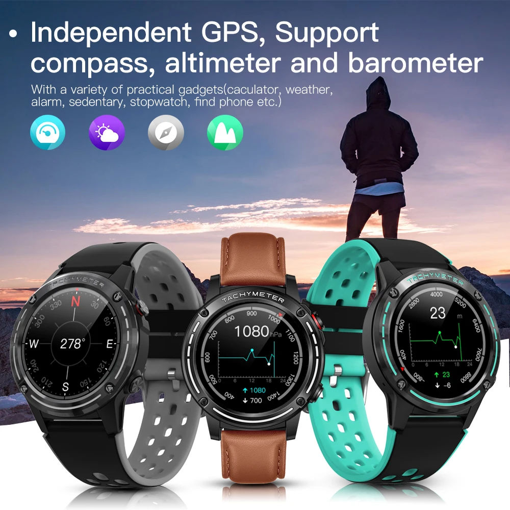 Lauke GPS Sporto Smartwatch Su Aukštimatis, Barometras, Kompasas Širdies ritmo Pedometer 