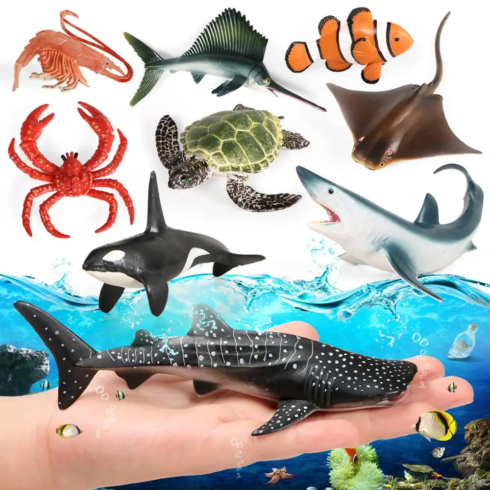 Vandenyno Jūros Gyvūnų Gyvenimo Ryklys Krabų Banginis Ryklių, Vėžlių Modelis Veiksmų Skaičiai PVC Figūrėlės Povandeninį Pasaulį Imitavimo Modeliai Žaislai