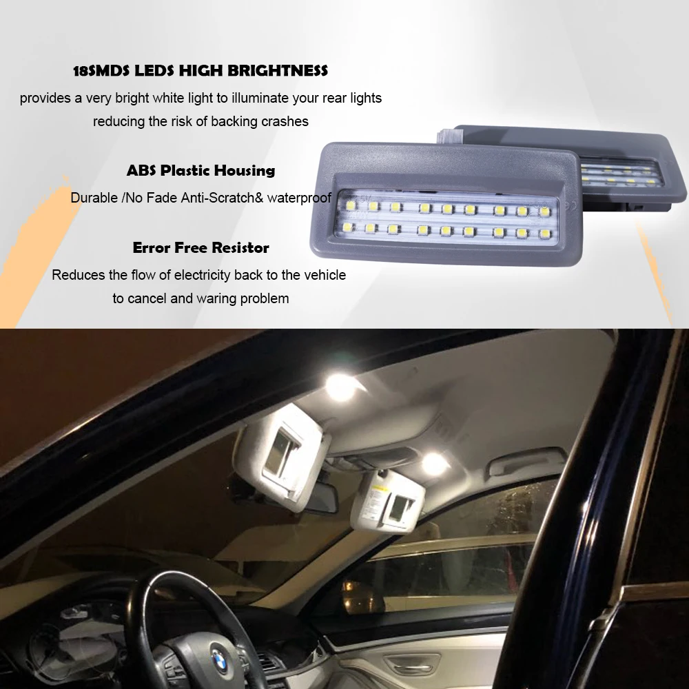 18SMD Ne Klaida Baltas LED Tuštybės veidrodis Šviesos Skaitymo lemputės 7 Serija yra f01 F02 F03 F04 5series F07 F10, F11, auto priedai