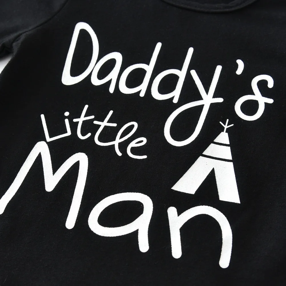 Naujagimį Berniuką Drabužius Laišką Daddy ' s Little Man 3Pcs Long Sleeve T-shirt+Raudonas Pledas Kelnės+Hat Kūdikiams, Vaikiška Apranga Rinkinys