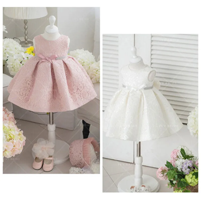 Nauja Vaikai Flower Girl Dress Suknelė Oficialų Kūdikių Nėrinių Vestuvės Suknelės, Vaikams, Suknelės Mergaitėms Rankovių Medvilnės O-kaklo