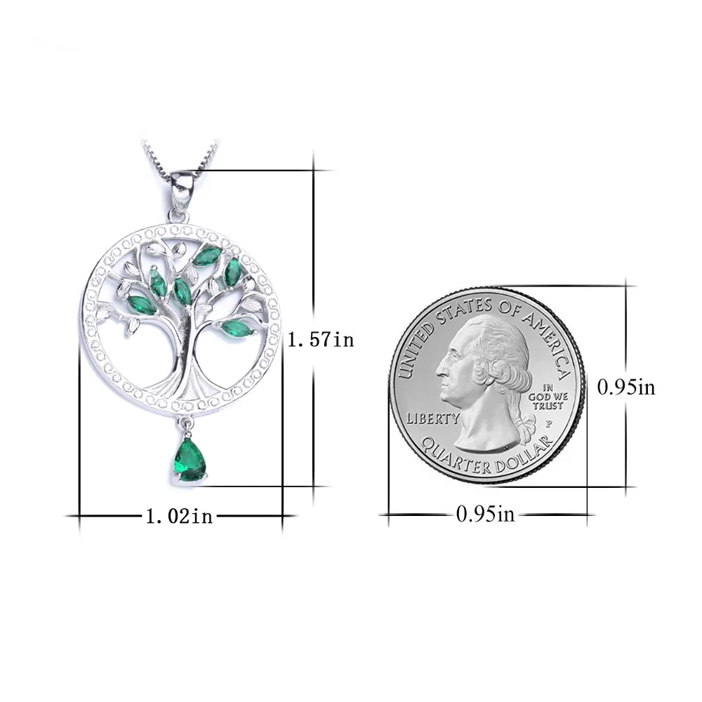 FENASY gyvybės medis Karoliai Moterų nauja madinga žalia kristalų 925 Sterlingas Sidabro Gyvybės Medžio Apvalus Pakabukas Fine Jewelry