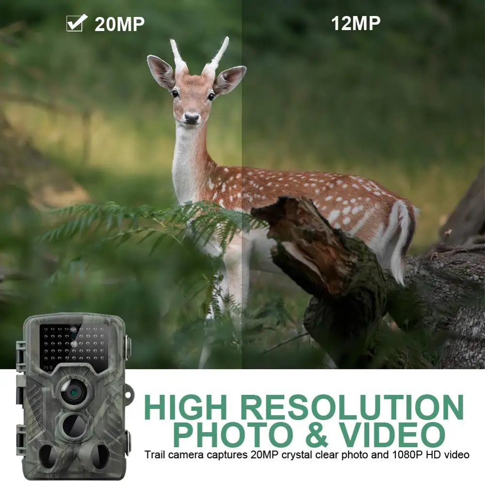 20MP 1080P Takas Medžioklės Kamera HC800A IP65 Vandeniui Naktį Versija Foto 0.3 s paleidimo Laikas Gyvūnijos Cam Namus Saugos