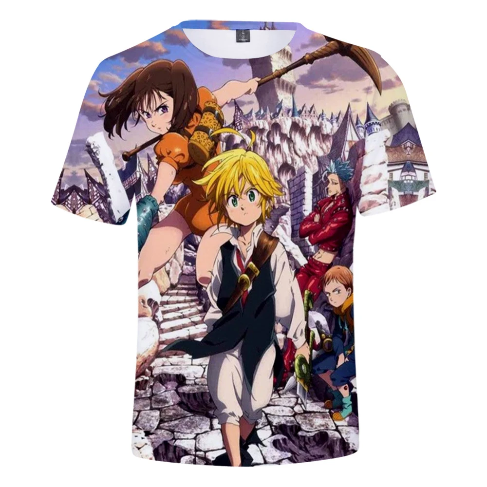 Marškinėlius 3D Spausdinimo Berniukas ir Mergaitė Anime Septynios Mirtinos Nuodėmės 3D Spausdinimo Animacinių filmų T-Shirt