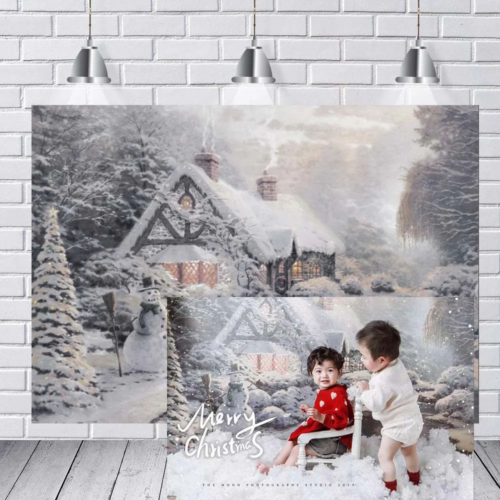 Kalėdų Fonas Vaikų Medis Baltas Sniegas Naujųjų Metų Šeimos Apdailos Snaigės fotostudijos Fono Plytų Židinys
