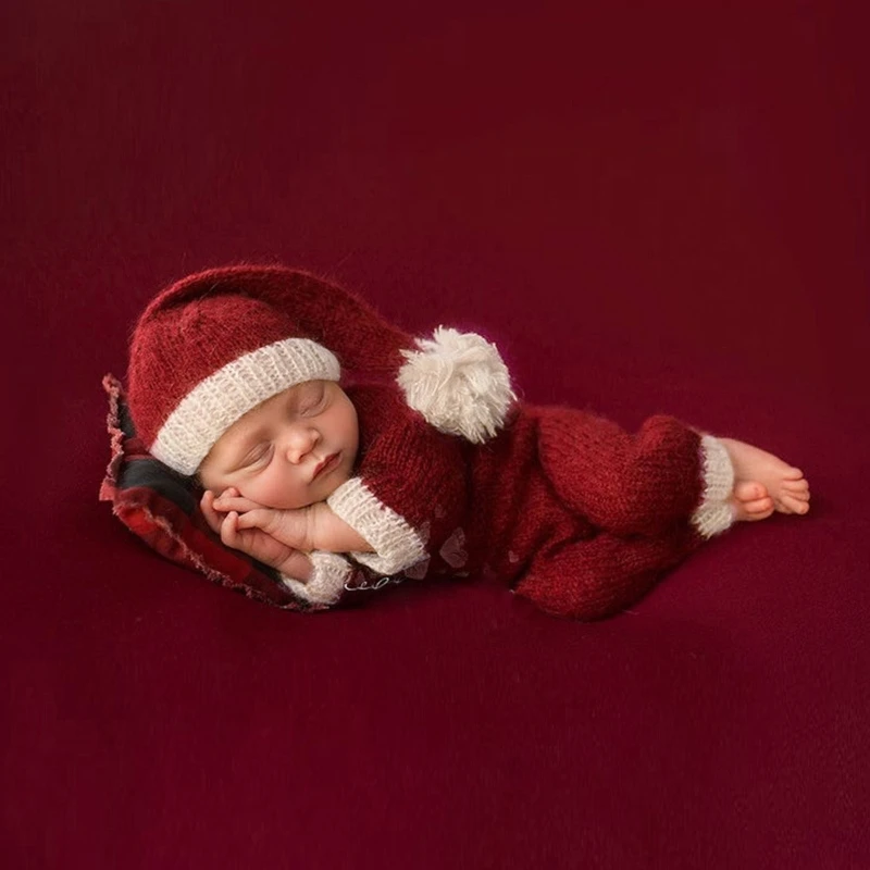 2vnt Baby Kūdikių Skrybėlę Romper Jumpsuit Nustatyti Kalėdų Tema Naujagimių Fotografijos Rekvizitai Kūdikių Nuotraukų Fotografavimo Kalėdos Kostiumų Komplektai