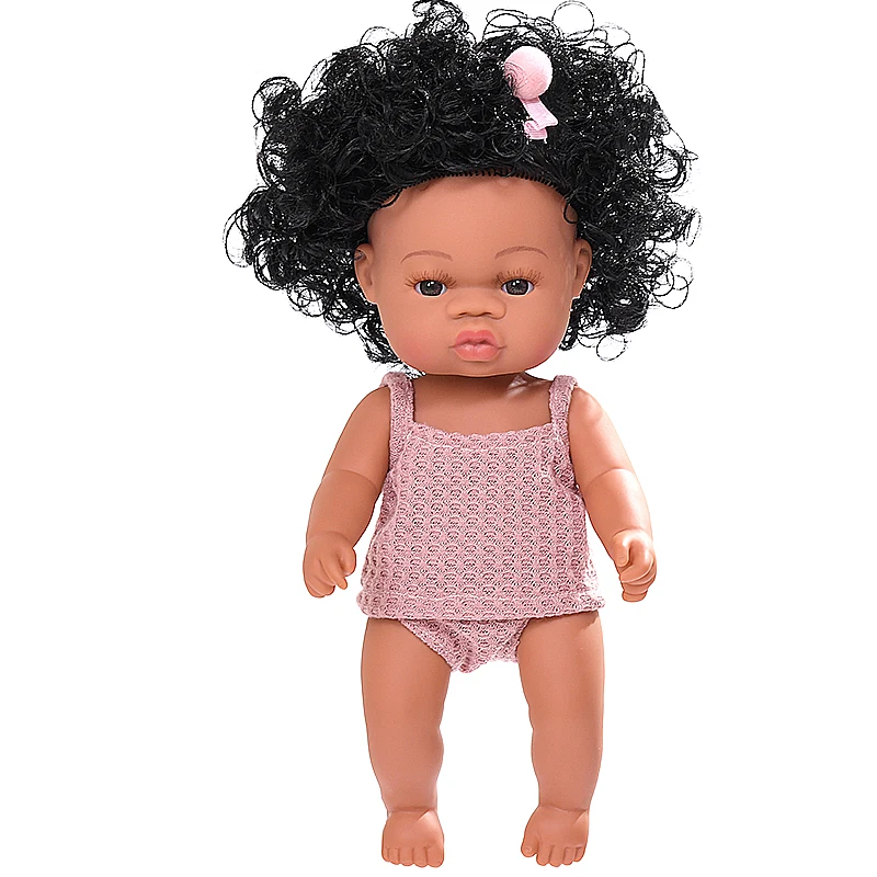 35CM Juoda Oda Reborn Baby Lėlės, Žaislai viso Kūno Silicona Silikono Garbanotas Plaukų Vaikams Baby Doll, Vonios Žaislai Kompanionas Vaikams Bebe Lėlės