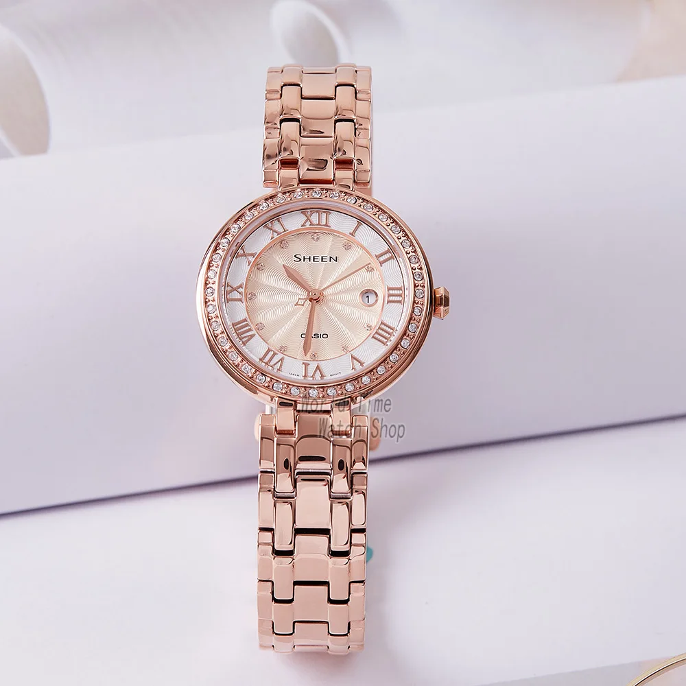 Casio žiūrėti Swarovski Kristalų moterų laikrodžiai top brand prabanga nustatyti ponios žiūrėti moterų 50mWaterproof Kvarco Sporto laikrodis reloj mujer