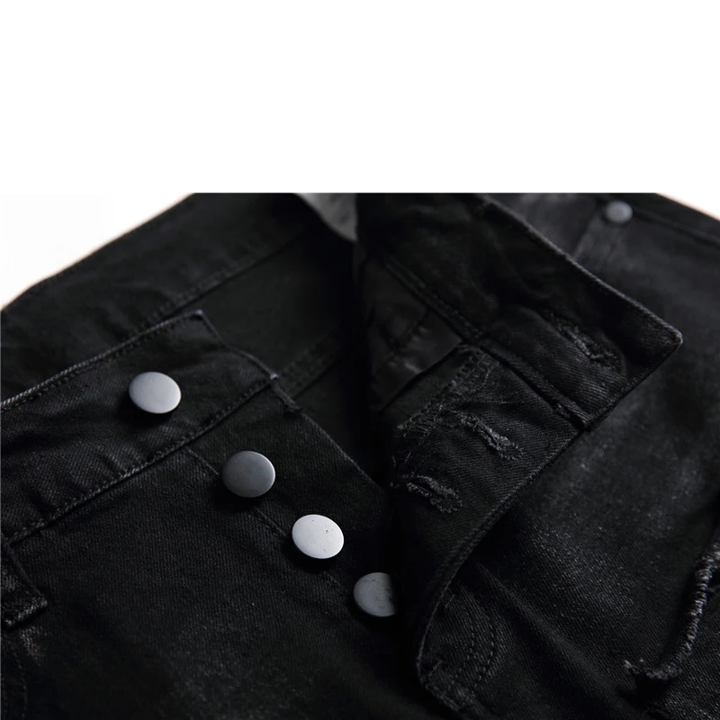 Vyriškos Kelnės Streetwear Mados Kelnės, Džinsai Skull Juodos Džinsinio Dviratininkas Aukštos Kokybės Vyriška Atsitiktinis Dizainerio Kankina Patogus
