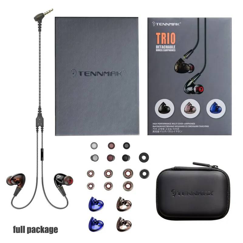 TENNMAK TRIO (3 Dalys Nuimamos Dual Vairuotojai Sporto Lankelis MMCX In Ear Ausines Earset Ausinės su Mikrofonu & Nuotolinio